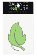Green leaf-shaped air freshener and printed header