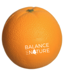 White wordmark on an orange-shaped item