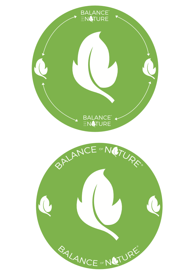 Two green circular rug concepts with alternative leaf and wordmark placements