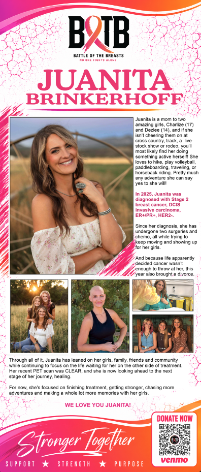 Designed community spotlight for Juanita Brinkerhoff with photographs and her story
