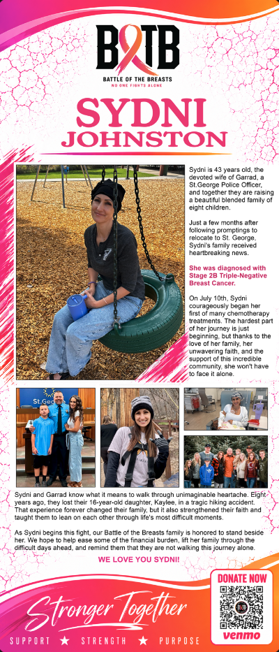 Designed community spotlight for Sydni Johnston with photographs and her story