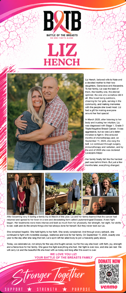 Designed community spotlight for Liz Hench with photographs and her story