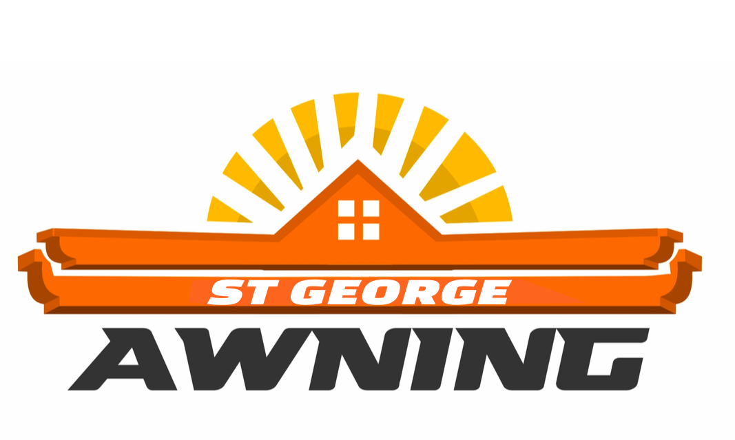 St. George Awning logo exploration with sun rays, orange awning shape and black lettering